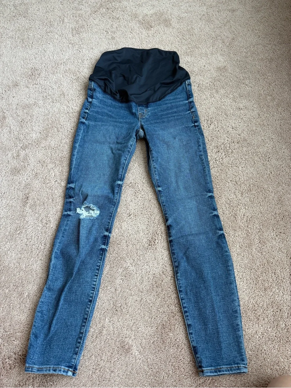 Maternity Skinny Jeans with Navy Comfort Panel - Blue Denim